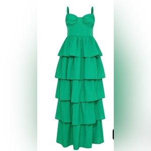 Tiered green maxi dress from PrettyLittle thing